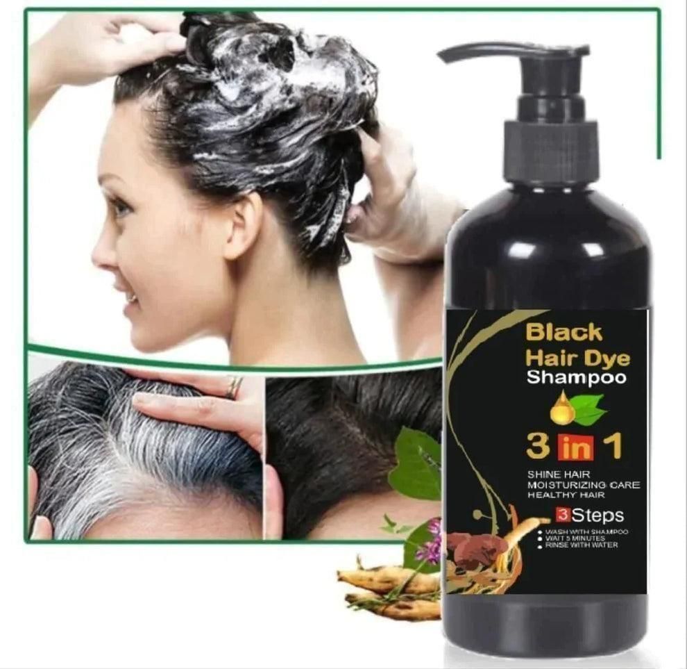 Unisex Instant Black Herbal Hair Dye Shampoo (Pack of 2)