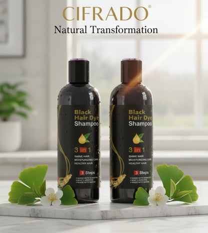 Unisex Instant Black Herbal Hair Dye Shampoo (Pack of 2)